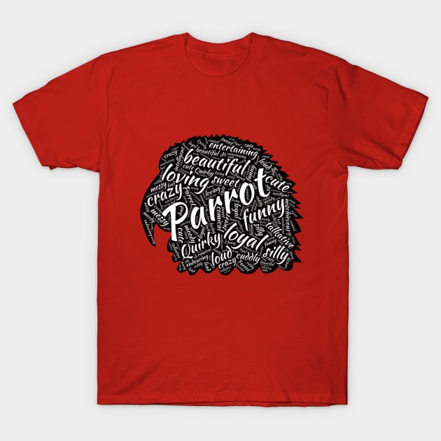Parrot Head - Word Cloud T-Shirt by Einstein Parrot